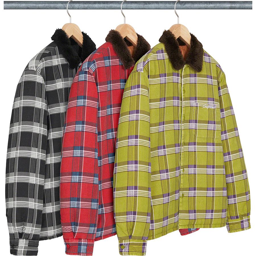 Supreme Faux Fur Collar Flannel Shirt for fall winter 21 season