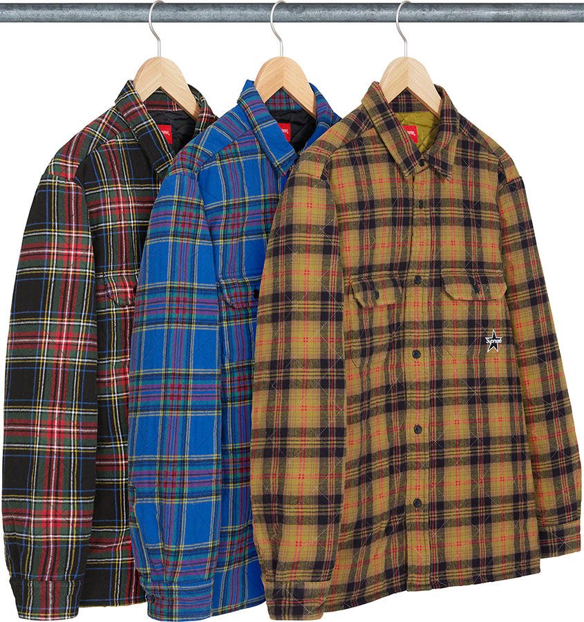 新品未使用Supreme Quilted Plaid Flannel Shirt-