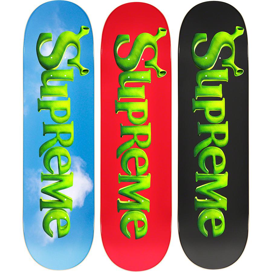 NWT Supreme Red Green Shrek Logo Skate Deck Skateboard FW21 DS AUTHENTIC