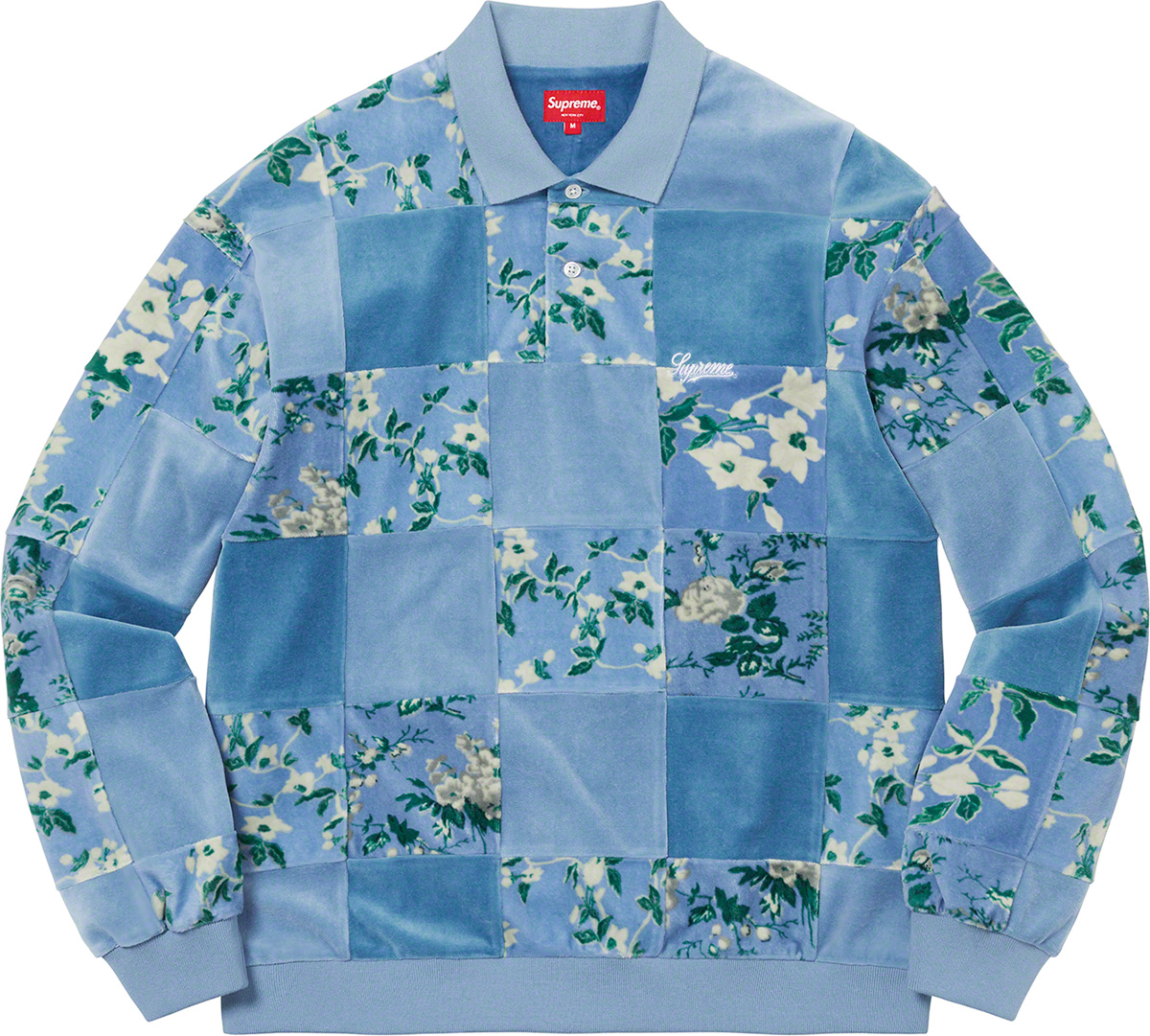 Floral Patchwork Velour L S Polo - fall winter 2021 - Supreme