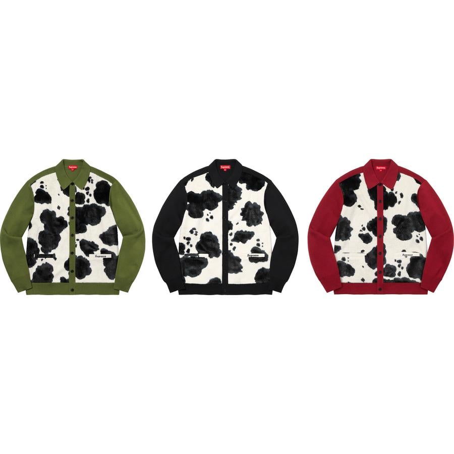 Supreme Cow Print Cardigan for fall winter 21 season