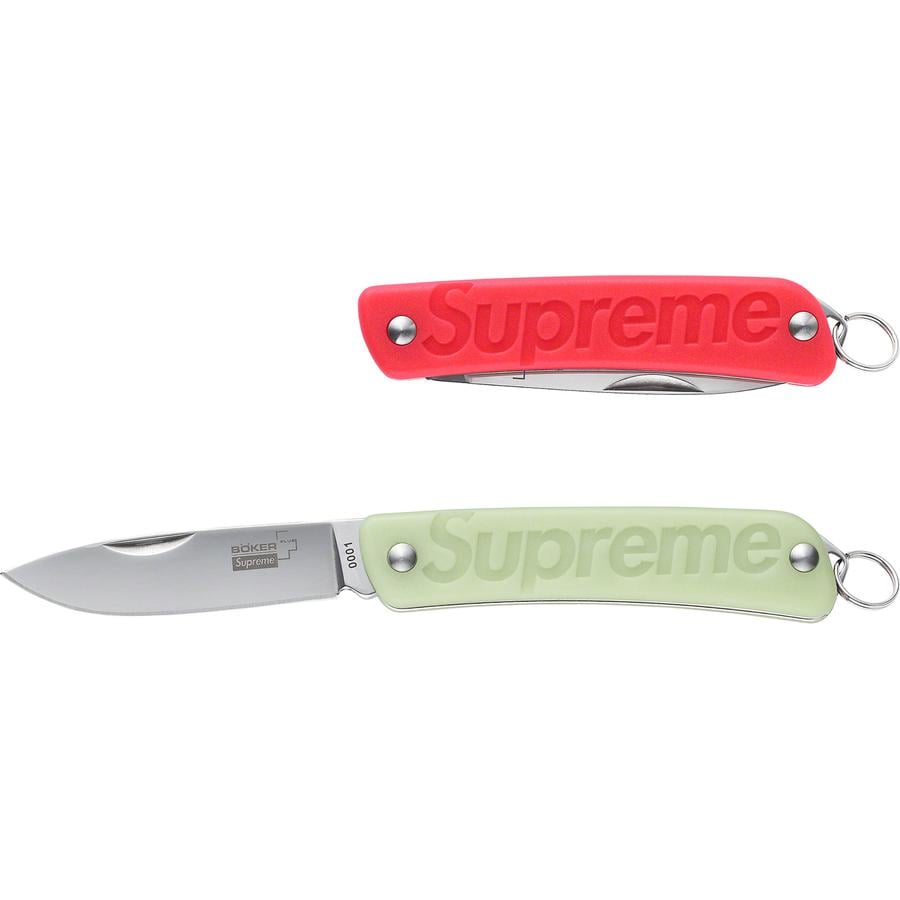 Details on Supreme Boker Glow-in-the-Dark Keychain Knife from fall winter
                                            2022 (Price is $52)