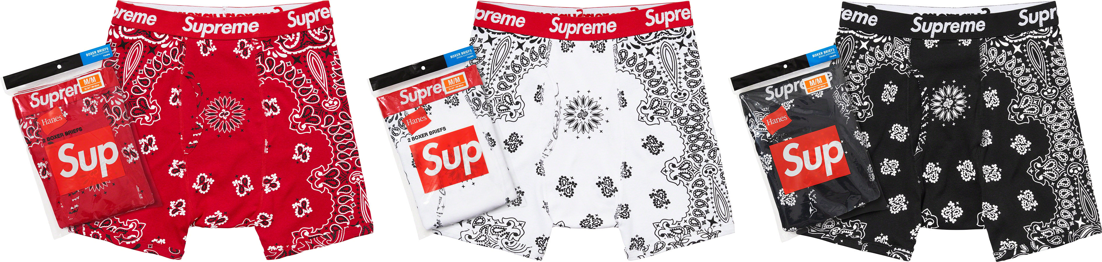 Supreme Hanes Bandana Boxer Briefs (2 Pack) White for Men