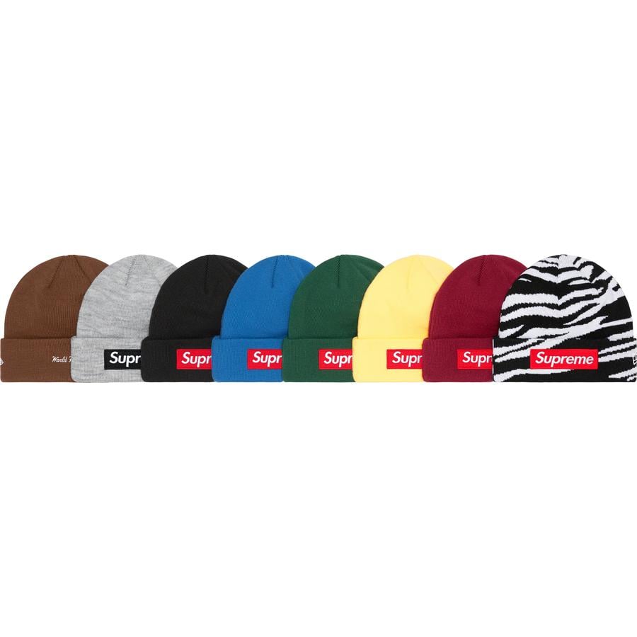 Details on New Era Box Logo Beanie from fall winter 2022