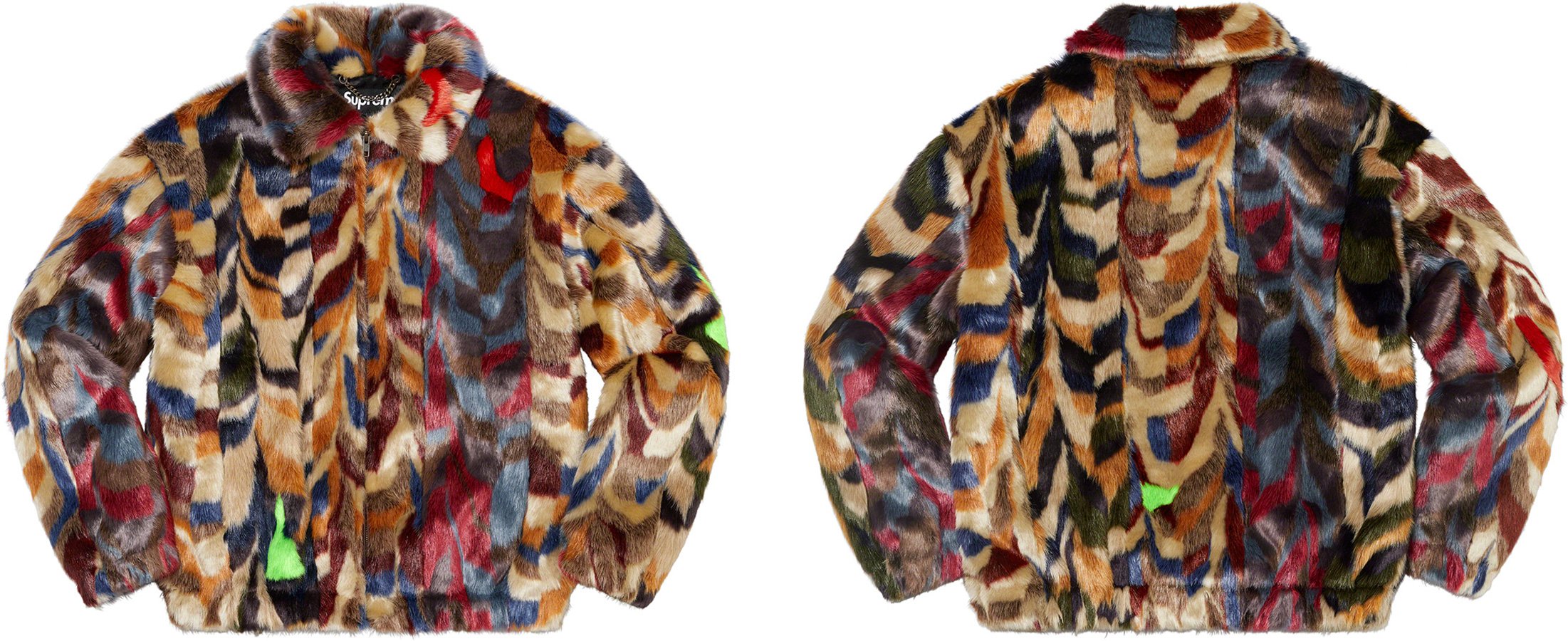 Multicolor Faux Fur Bomber Jacket - fall winter 2022 - Supreme