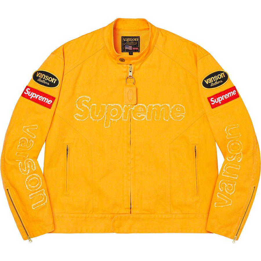 Details on Supreme Vanson Leathers Cordura Denim Jacket  from fall winter 2022 (Price is $498)