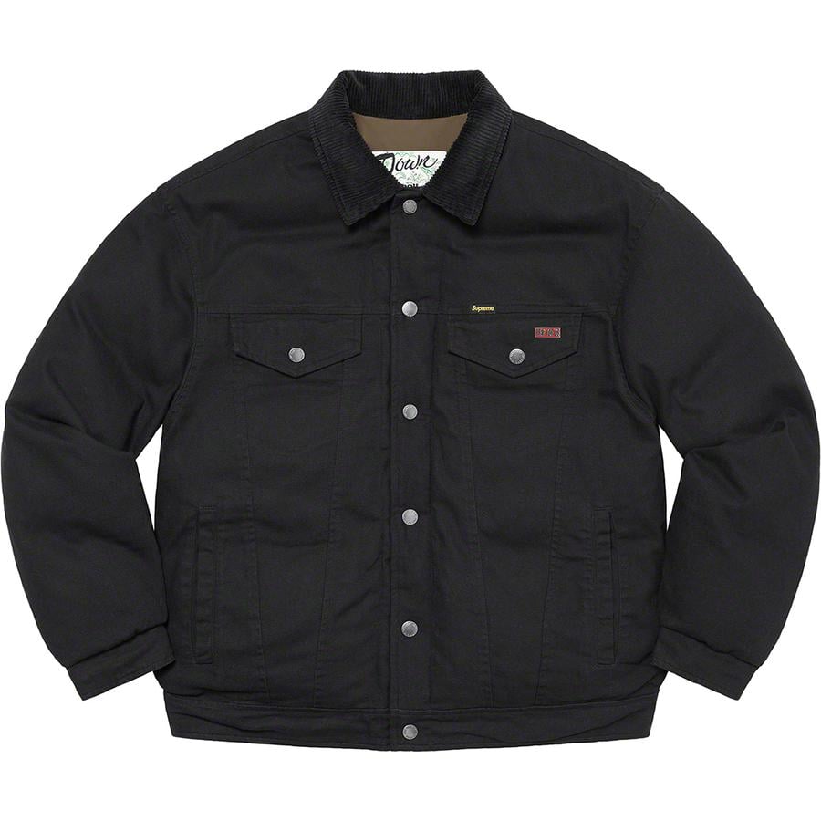 Details on Supreme Schott Canvas Down Trucker Jacket  from fall winter
                                                    2022 (Price is $338)