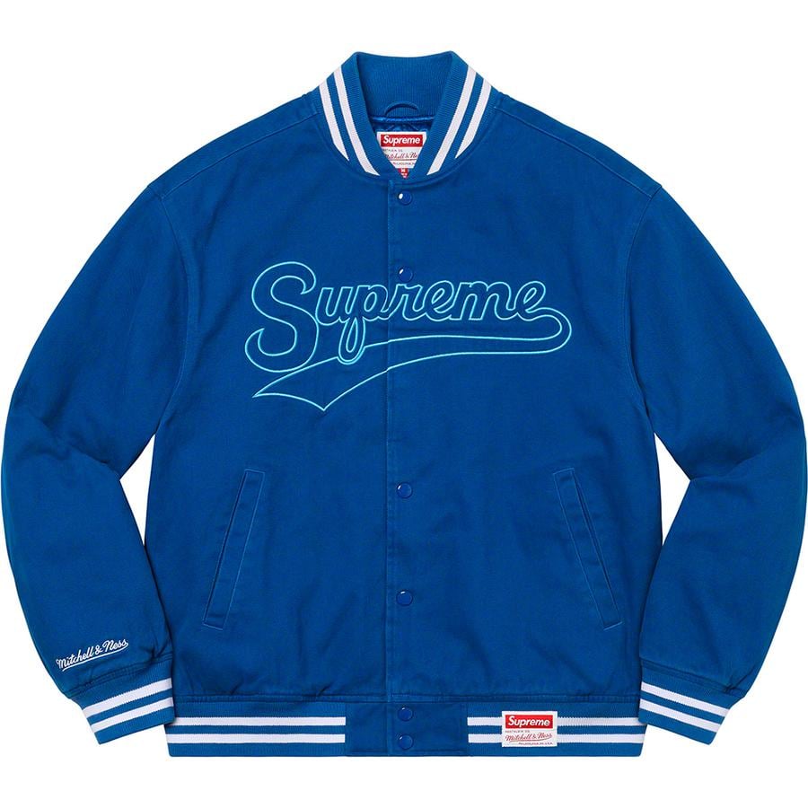 Details on Supreme Mitchell & Ness Doughboy Twill Varsity Jacket  from fall winter
                                                    2022 (Price is $368)