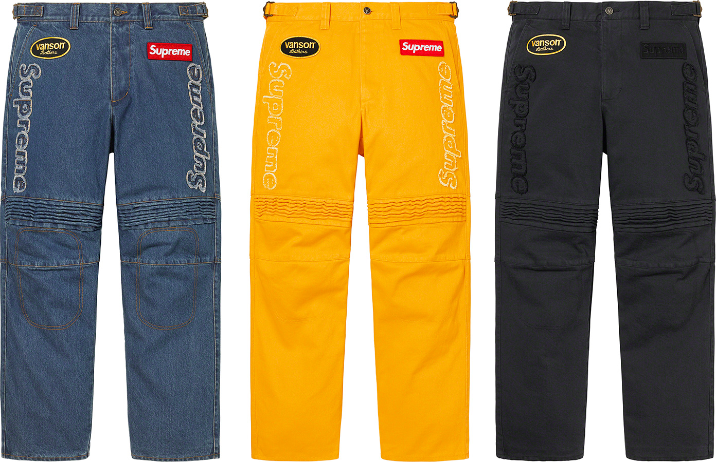 Supreme Vanson Leathers Cordura Denim Racing Pant Blue Men's