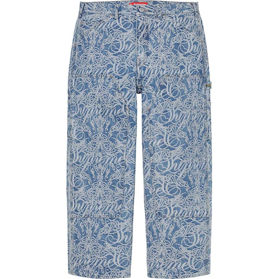 Details on Script Jacquard Double Knee Denim Painter Pant  from fall winter
                                                    2022 (Price is $188)