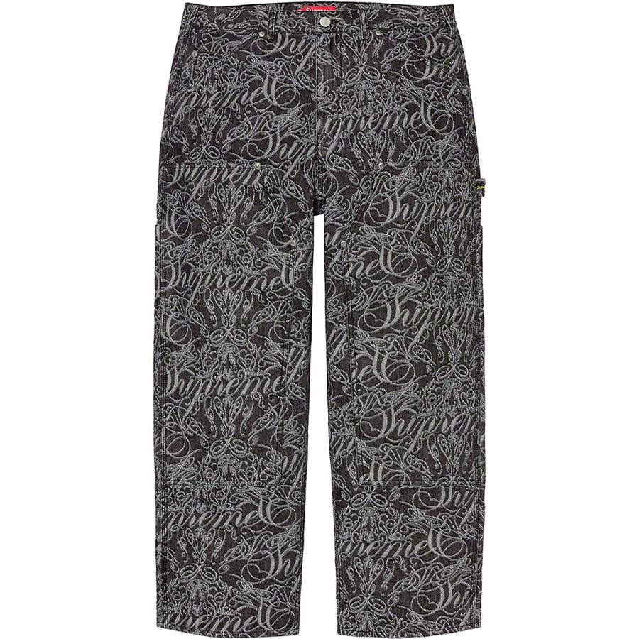 Details on Script Jacquard Double Knee Denim Painter Pant  from fall winter
                                                    2022 (Price is $188)