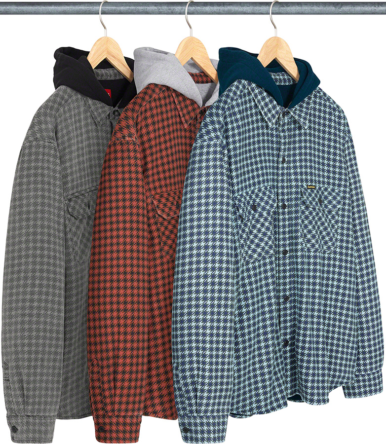 在庫限定品 Supreme houndstooth flannel hooded shirt ufmVe-m94517952447 