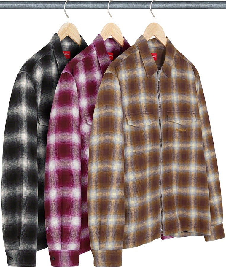 Supreme shadow plaid flunnel zip up M