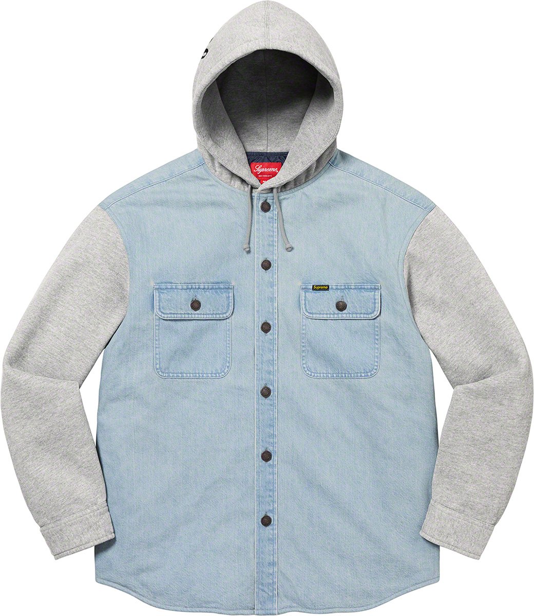 Supreme Fleece Hooded Denim Shirt \