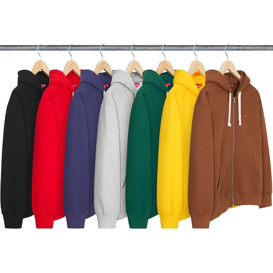 Details on Small Box Drawcord Zip Up Hooded Sweatshirt from fall winter 2022
