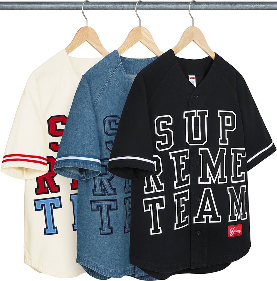 Supreme FW22 Denim Baseball Jersey Denim Size XXL .Sold Out ! With Receipt.