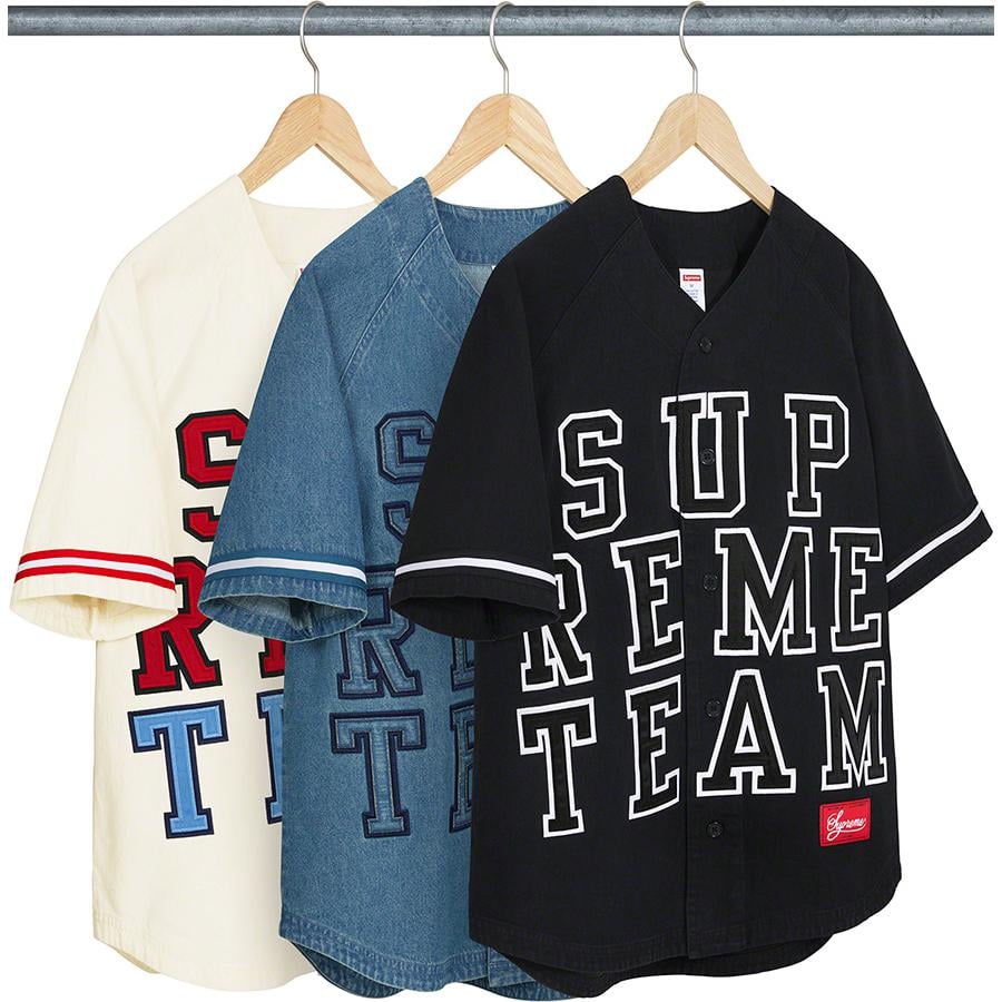 Supreme Denim Baseball Jersey for fall winter 22 season