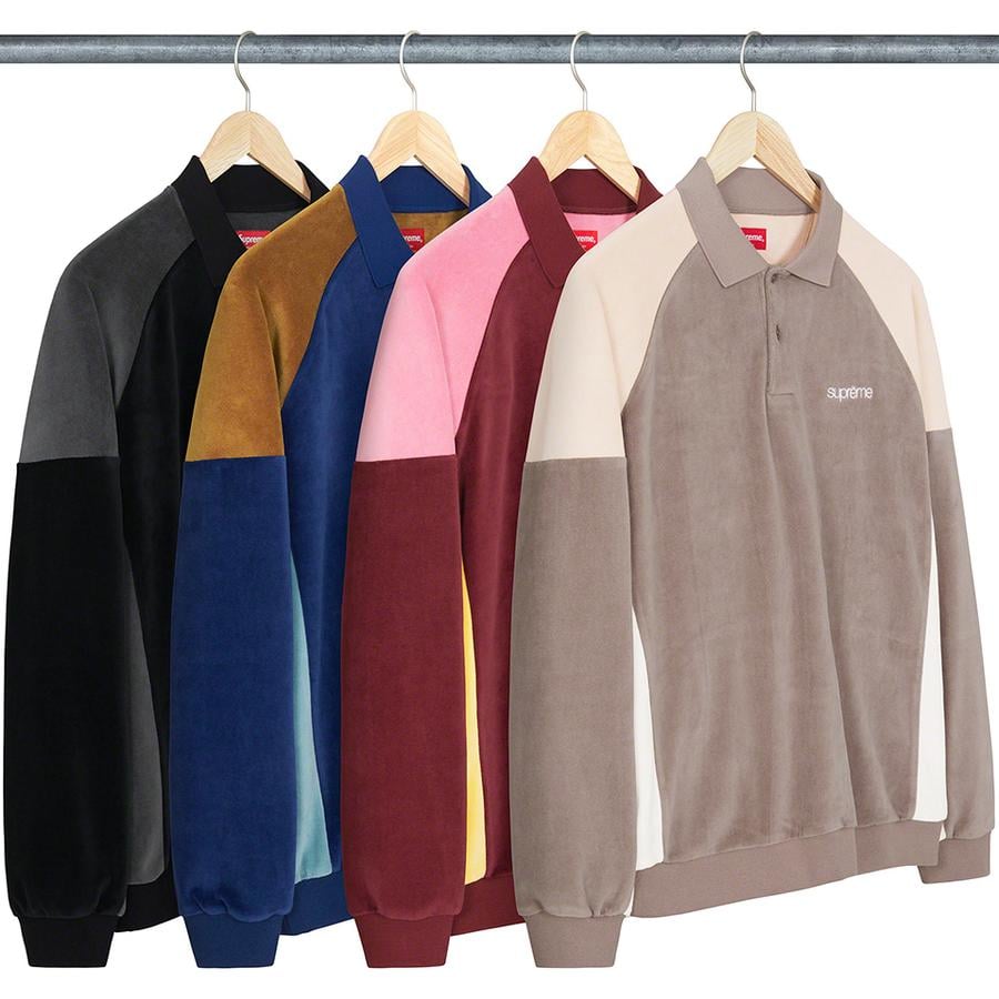Supreme Paneled Velour L S Polo releasing on Week 16 for fall winter 22
