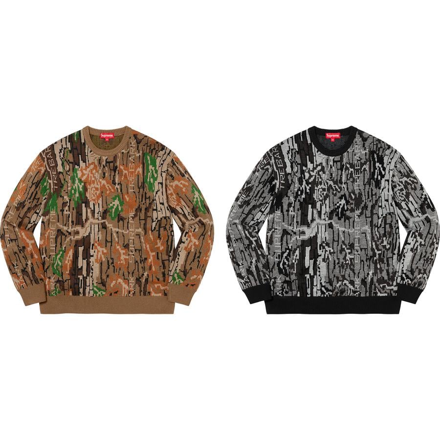 Supreme Trebark Camo Sweater for fall winter 22 season