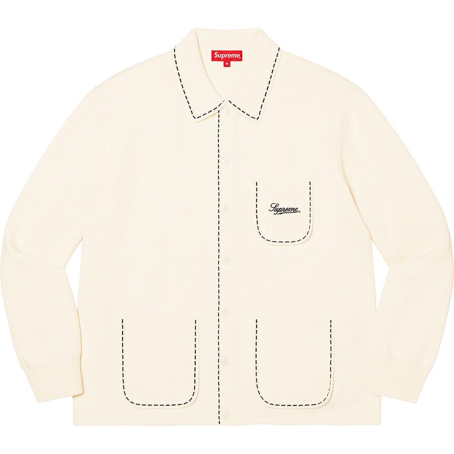 Details on Contrast Stitch Button Up Sweater  from fall winter
                                                    2022 (Price is $168)