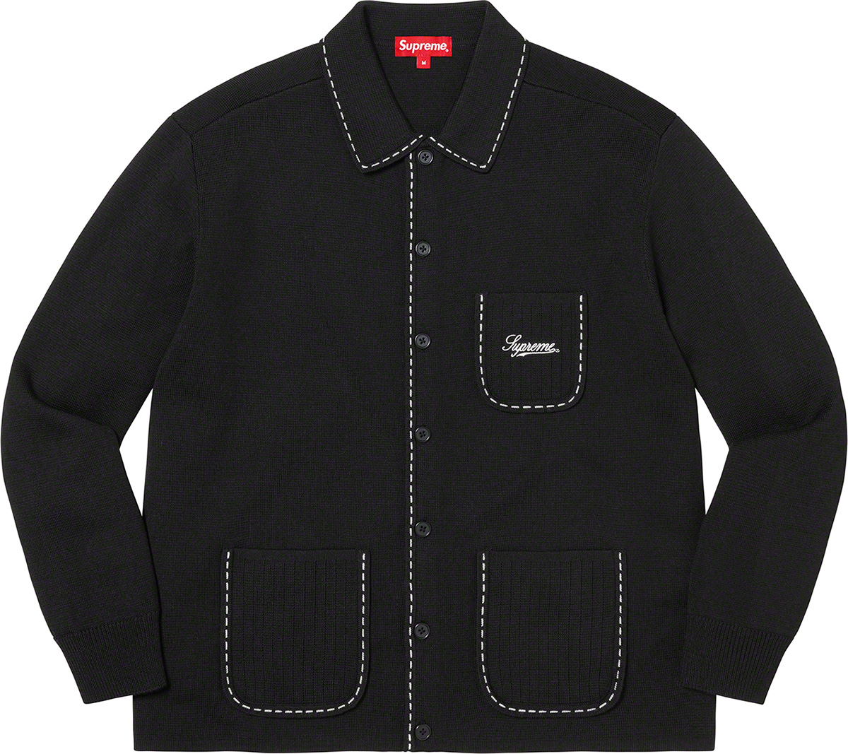 XL Contrast Stitch Button Up Sweater