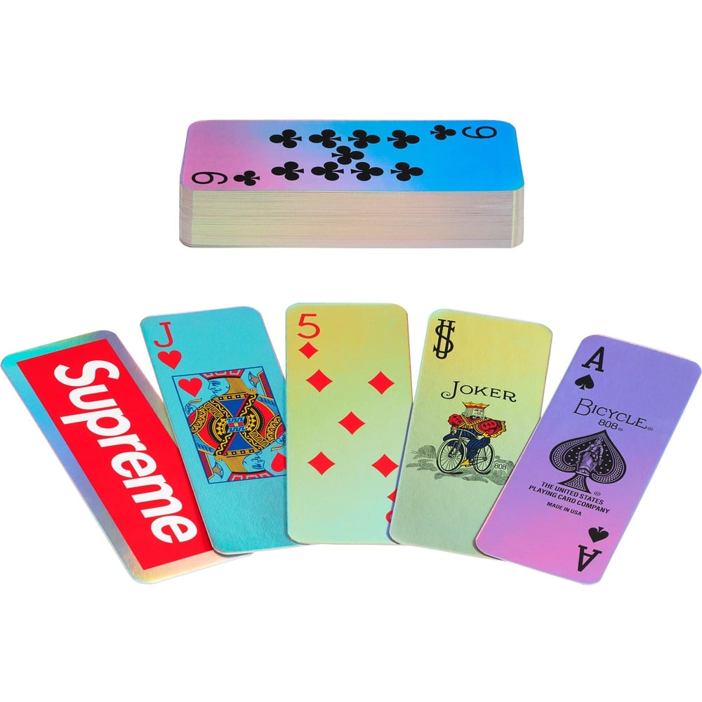 Details on Supreme Bicycle Holographic Slice Cards  from fall winter
                                                    2023 (Price is $18)