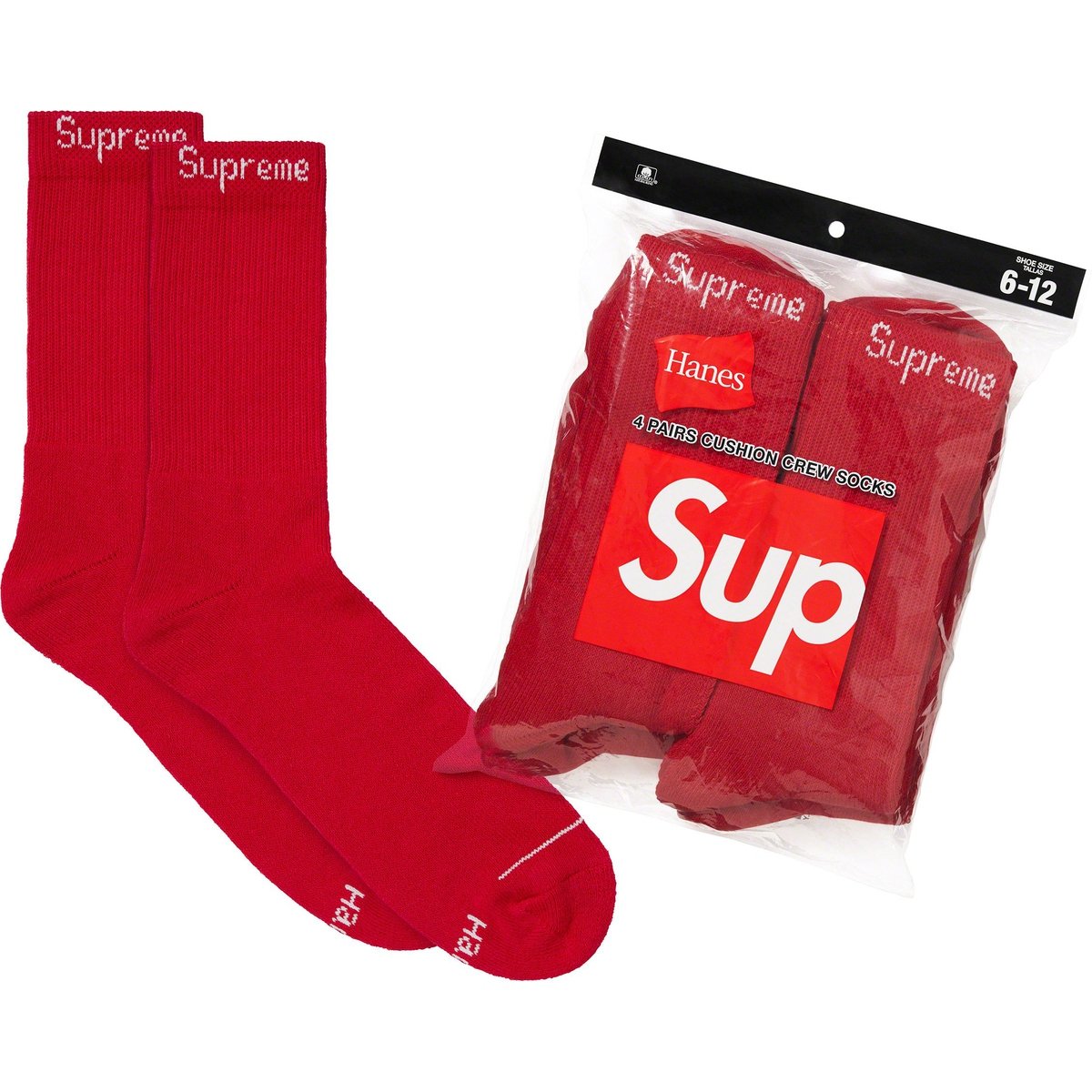 Details on Supreme Hanes Crew Socks (4 Pack) from fall winter
                                            2023 (Price is $24)