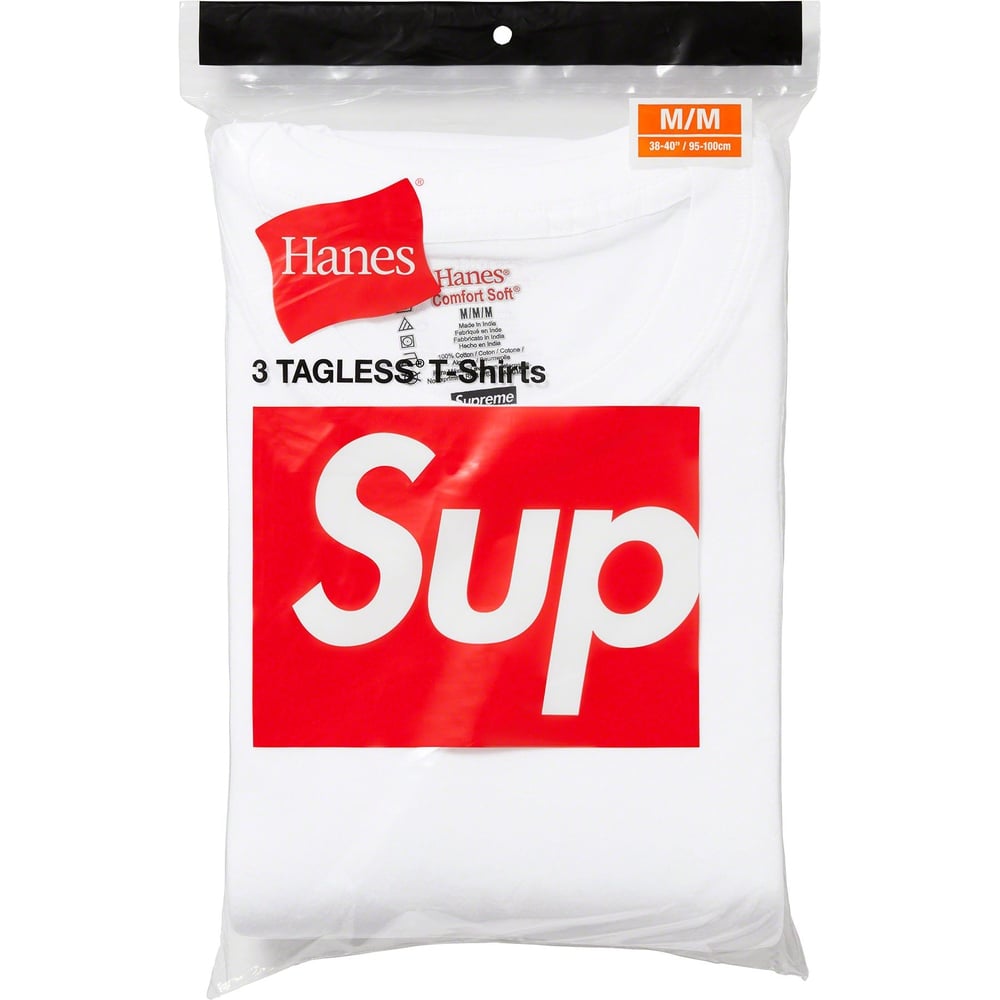 Details on Supreme Hanes Tagless Tees (3 Pack)  from fall winter
                                                    2023 (Price is $30)