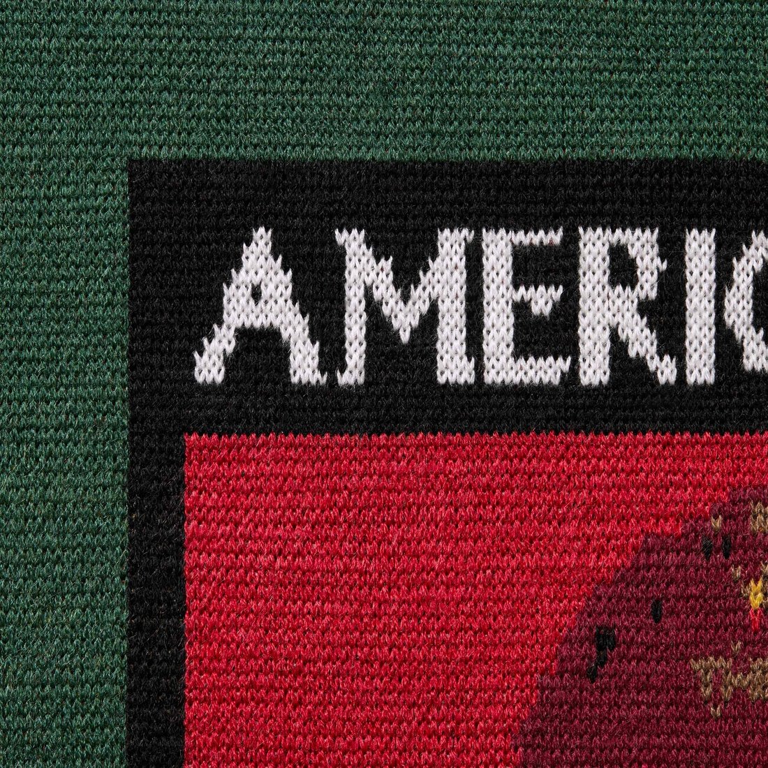 Details on American Psycho Sweater Green from fall winter 2023 (Price is $178)