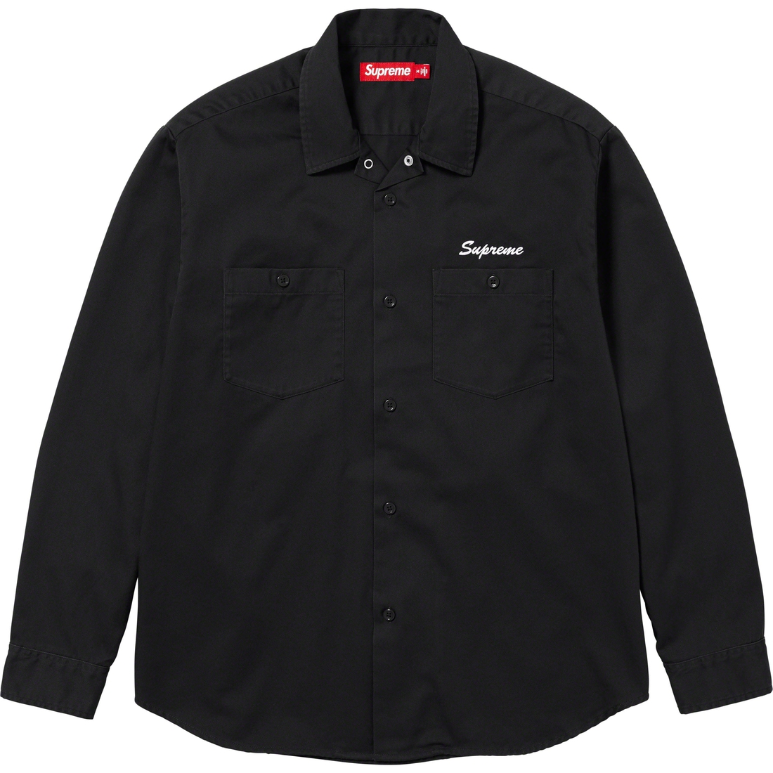 Details on American Psycho Work Shirt Black from fall winter 2023 (Price is $148)