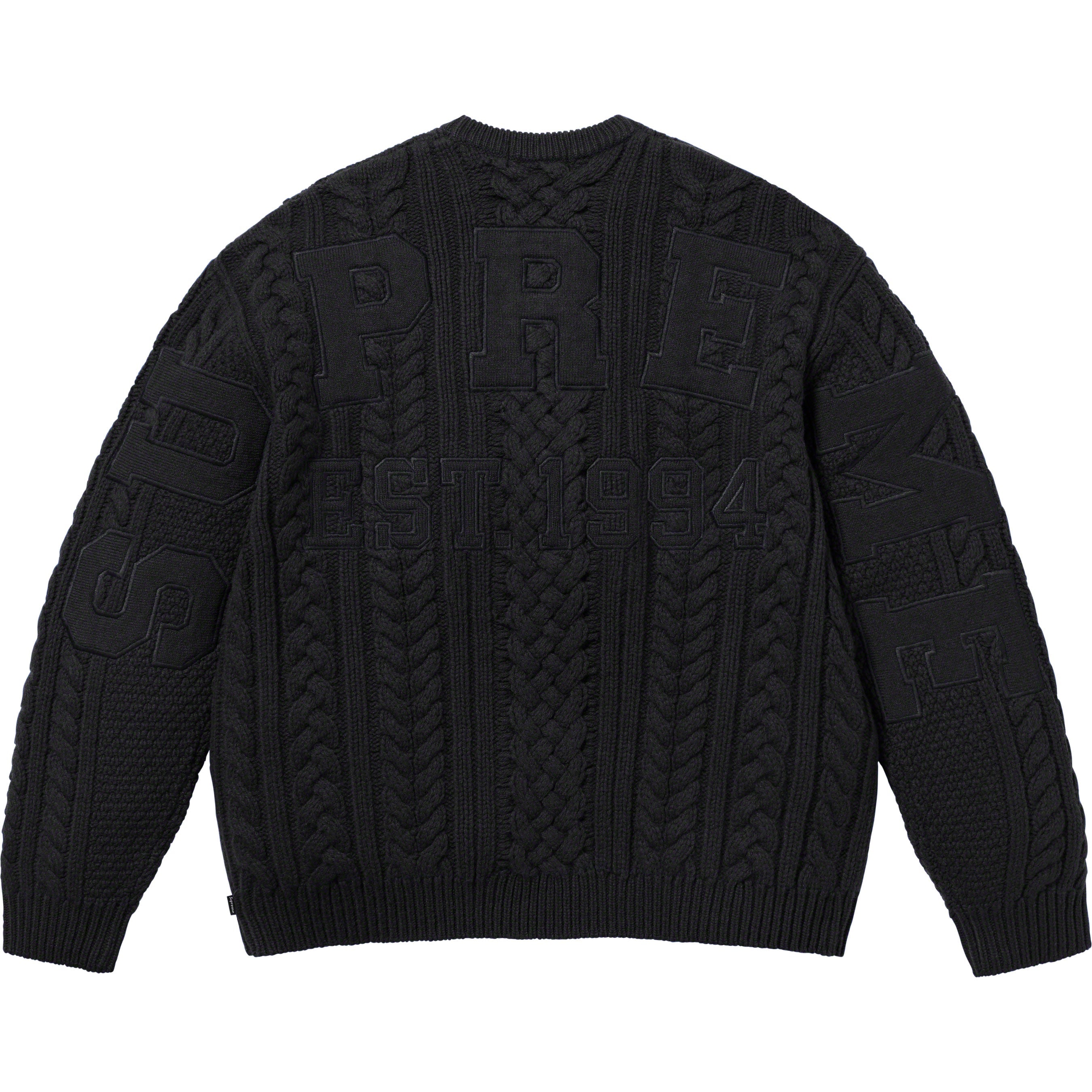 正規取扱店 Supreme Applique Cable Knit Sweater 黒 M - トップス