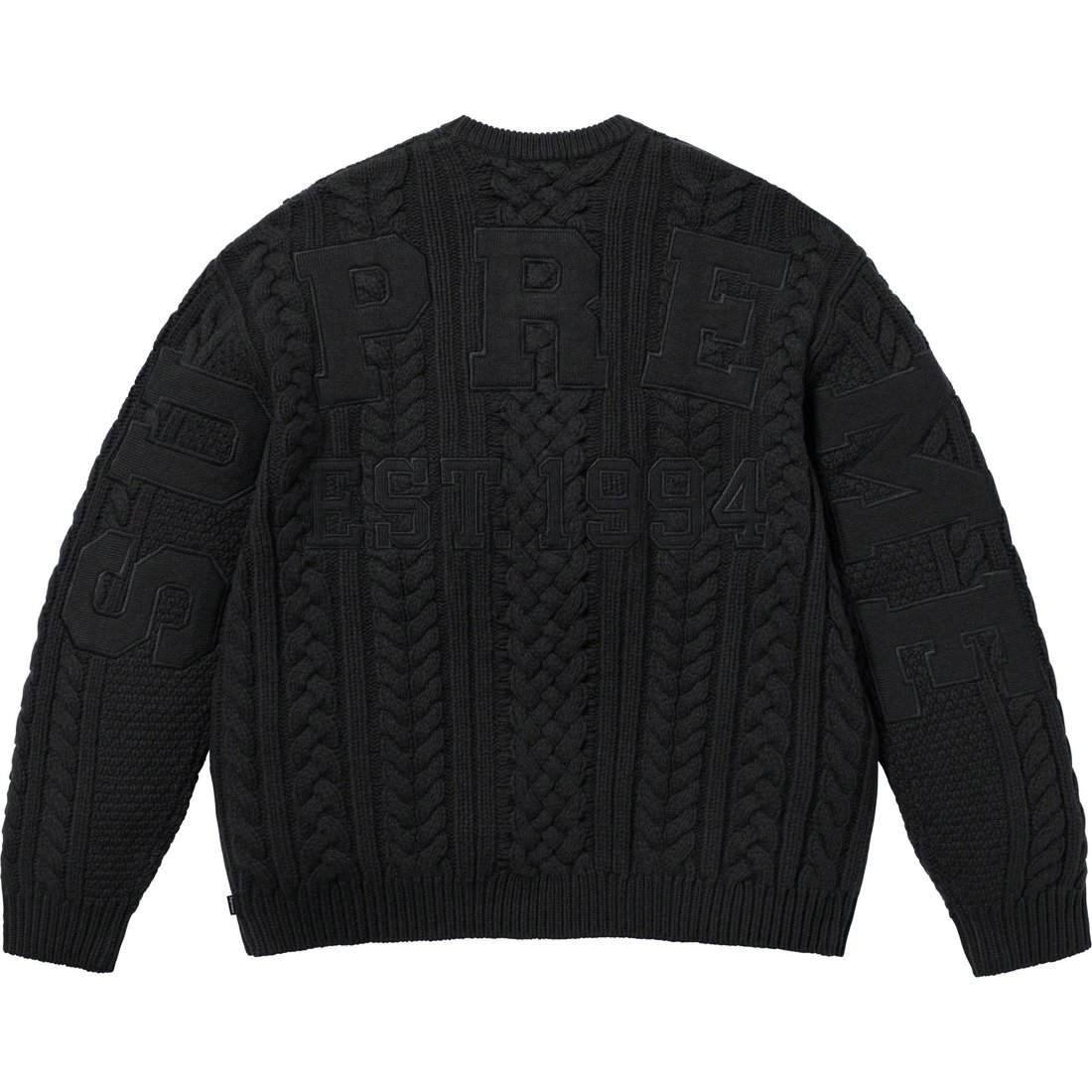 Details on Appliqué Cable Knit Sweater Black from fall winter
                                                    2023 (Price is $198)