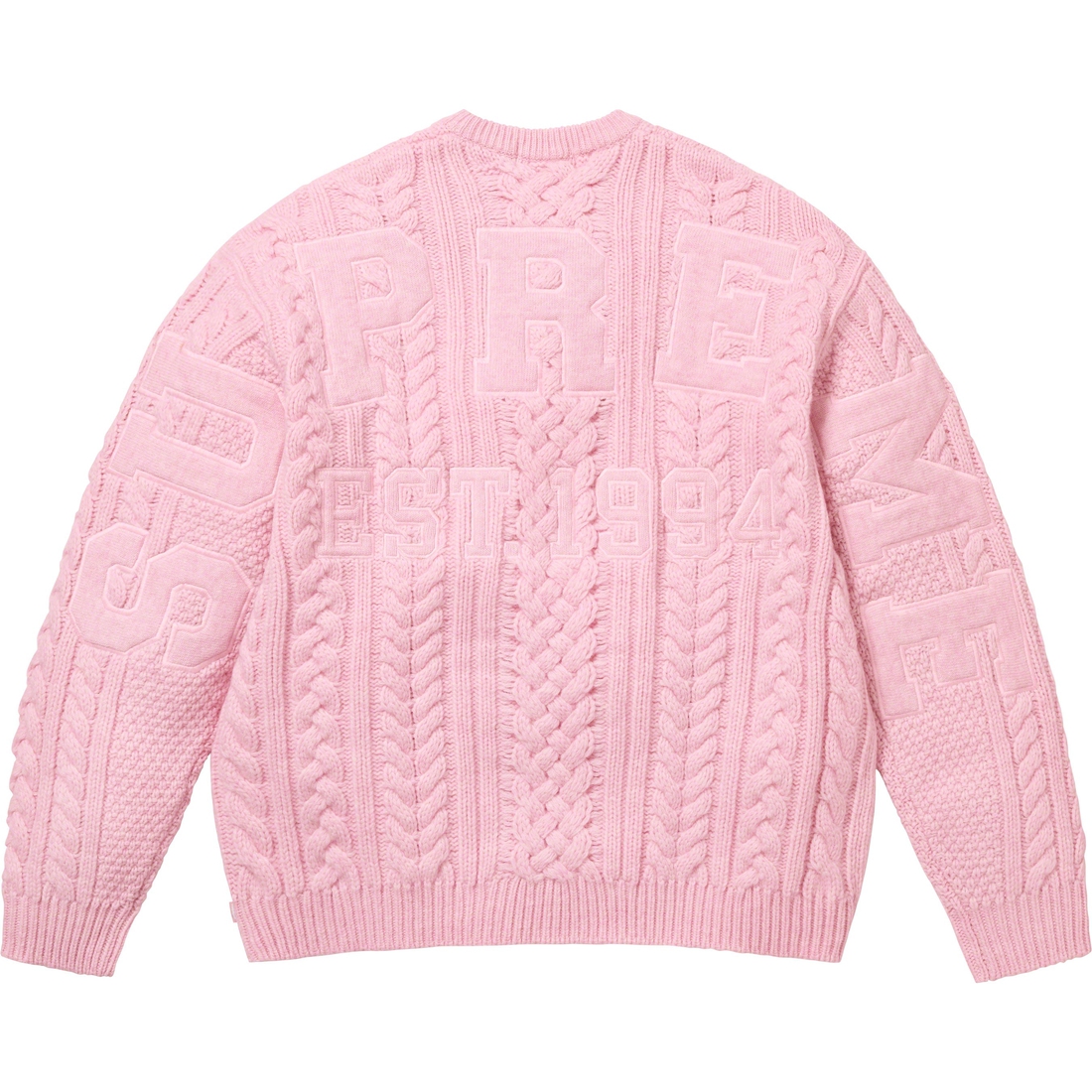Details on Appliqué Cable Knit Sweater Pink from fall winter
                                                    2023 (Price is $198)