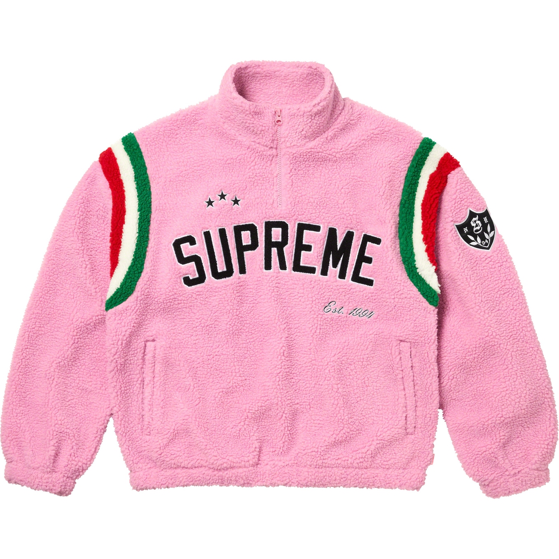 Details on Arc Half Zip Fleece Pullover Pink from fall winter
                                                    2023 (Price is $188)
