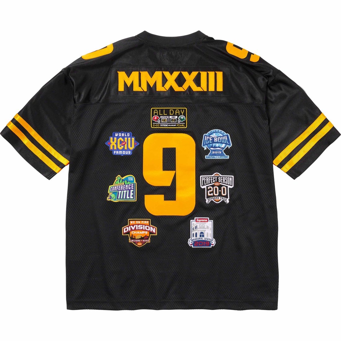 Details on Championships Football Jersey Black from fall winter
                                                    2023 (Price is $148)