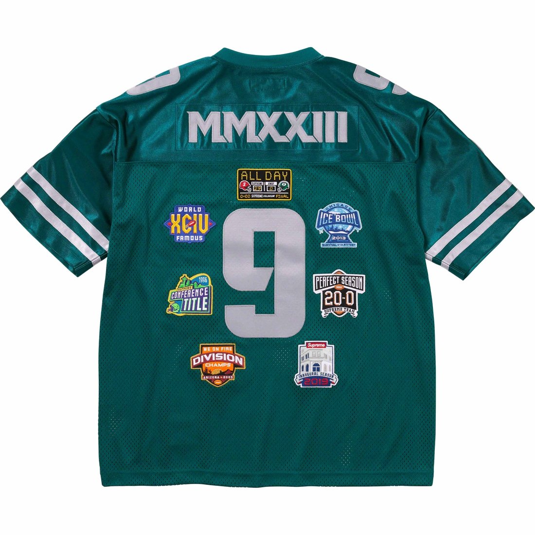 Details on Championships Football Jersey Dark Teal from fall winter
                                                    2023 (Price is $148)