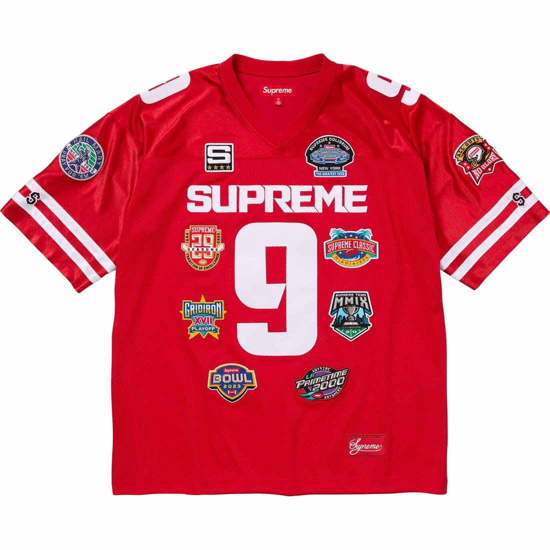 Details on Championships Football Jersey Red from fall winter 2023 (Price is $148)