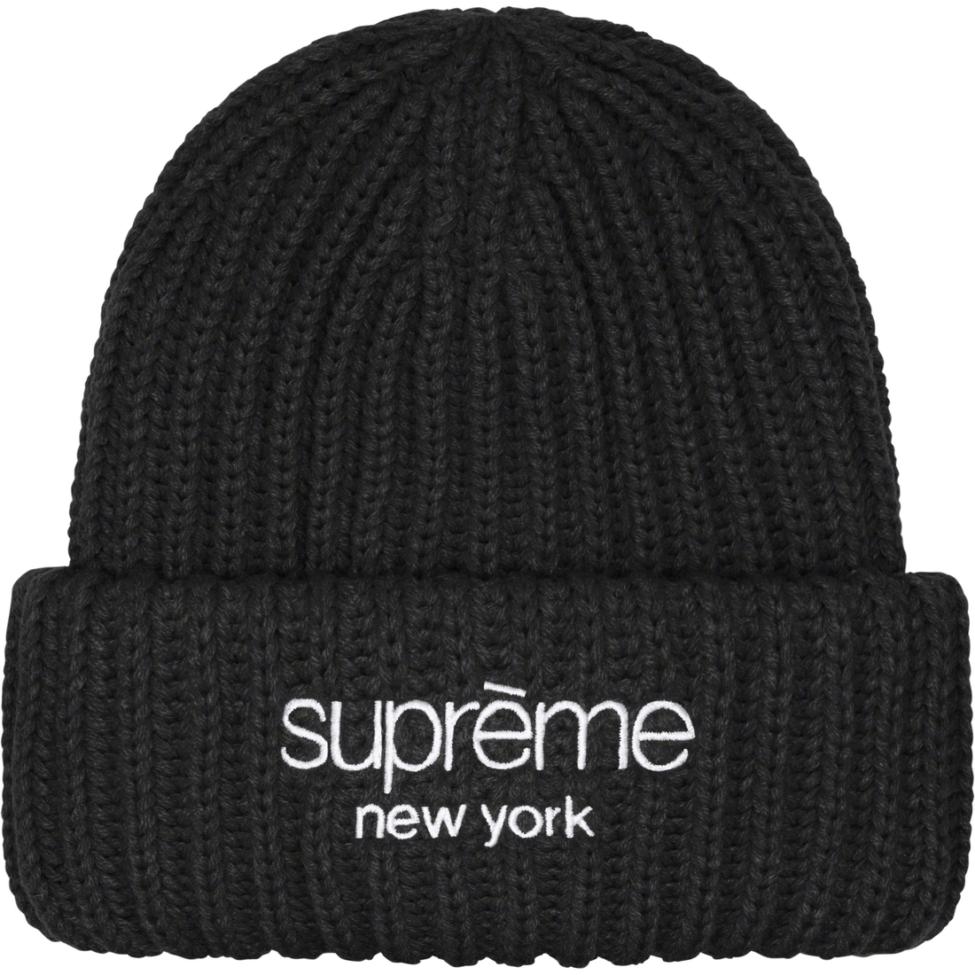 Details on Classic Logo Chunky Ribbed Beanie Black from fall winter
                                                    2023 (Price is $40)