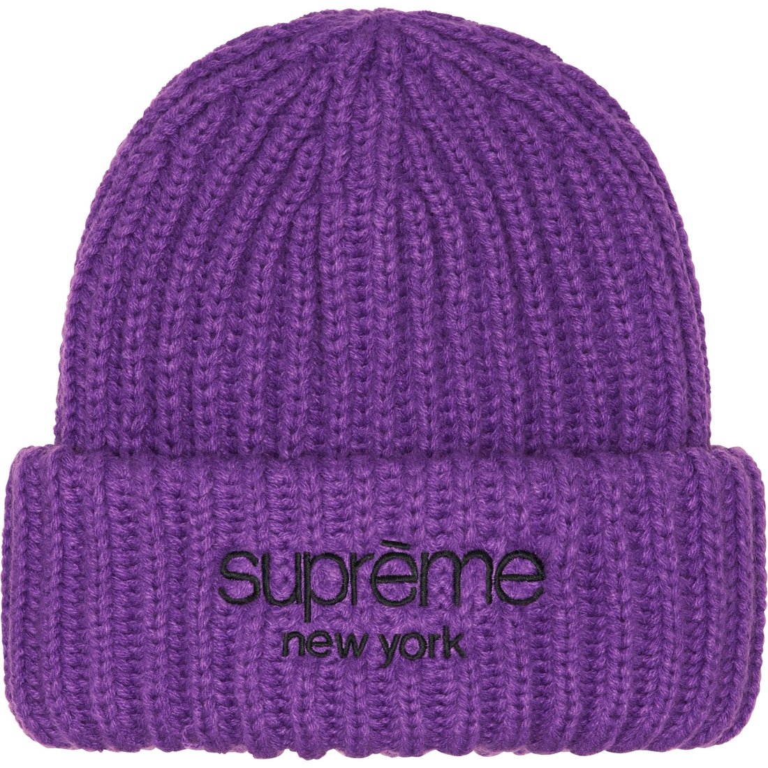 Details on Classic Logo Chunky Ribbed Beanie Purple from fall winter
                                                    2023 (Price is $40)