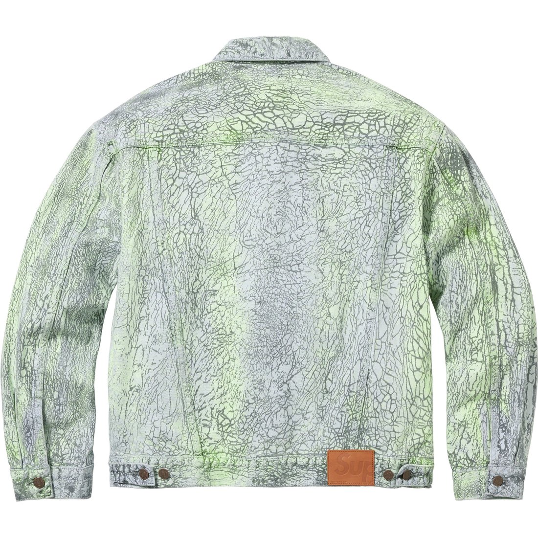 Details on Crackle Denim Trucker Jacket Multicolor from fall winter
                                                    2023 (Price is $368)