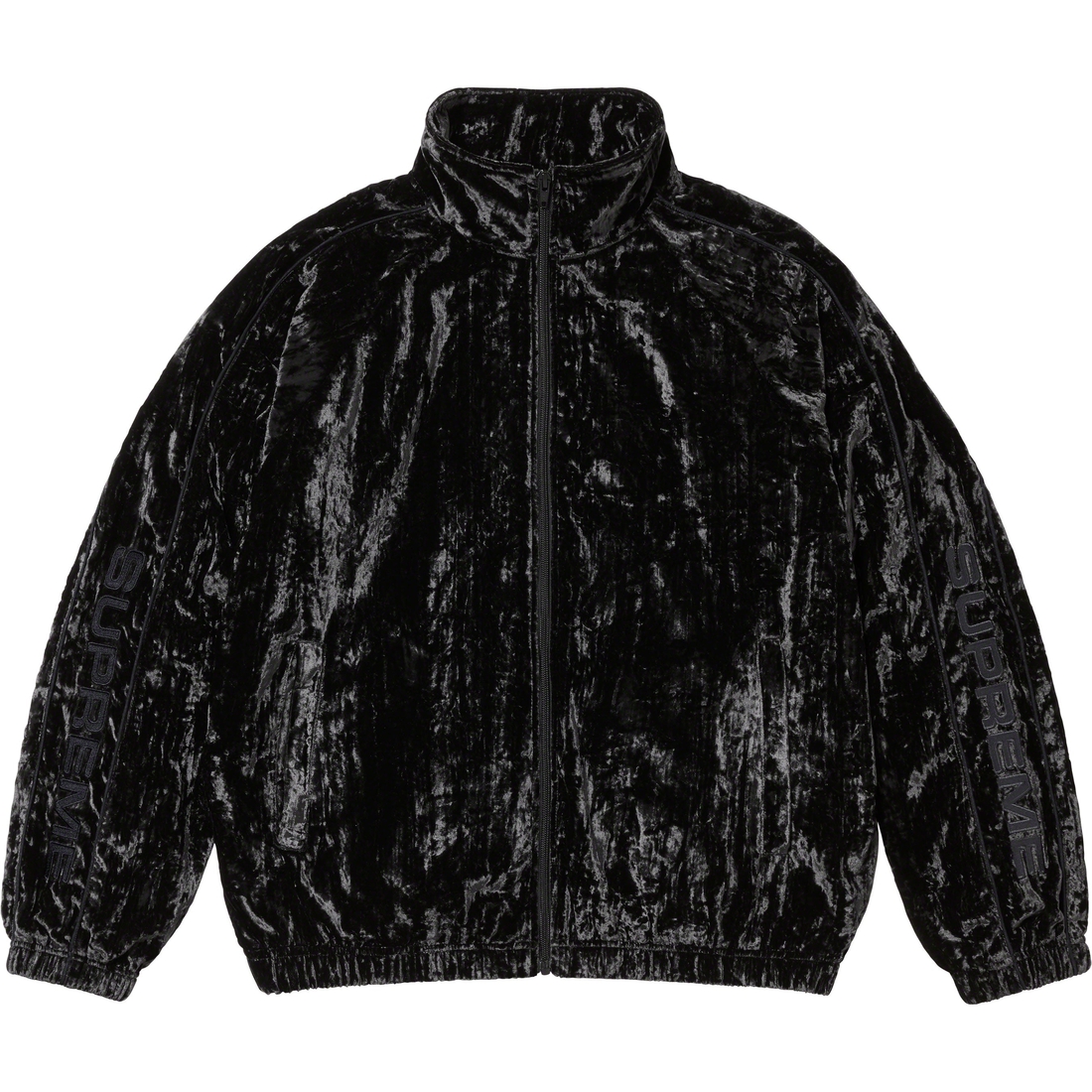 Details on Crushed Velvet Track Jacket Black from fall winter
                                                    2023 (Price is $158)