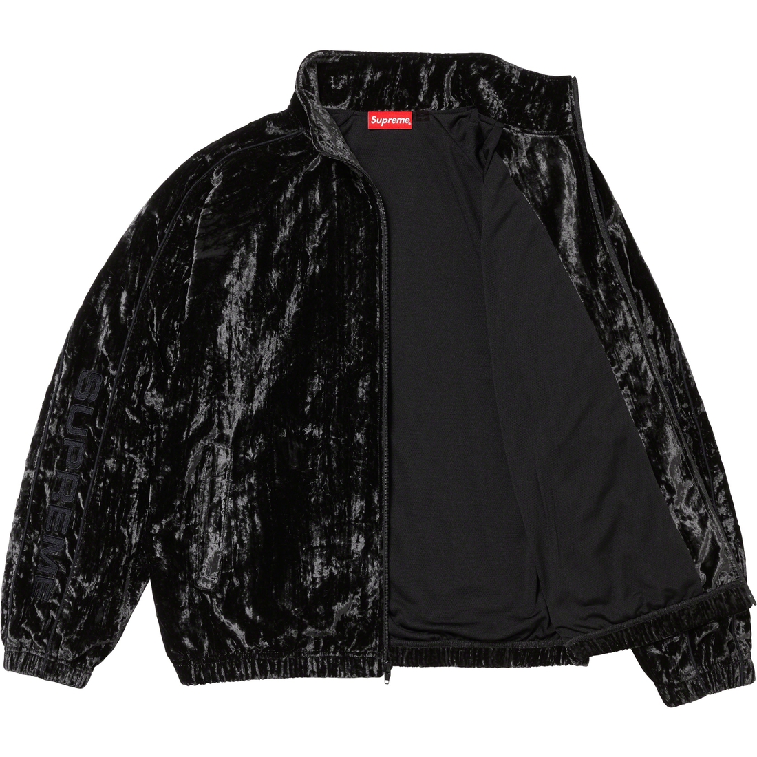 Details on Crushed Velvet Track Jacket Black from fall winter
                                                    2023 (Price is $158)