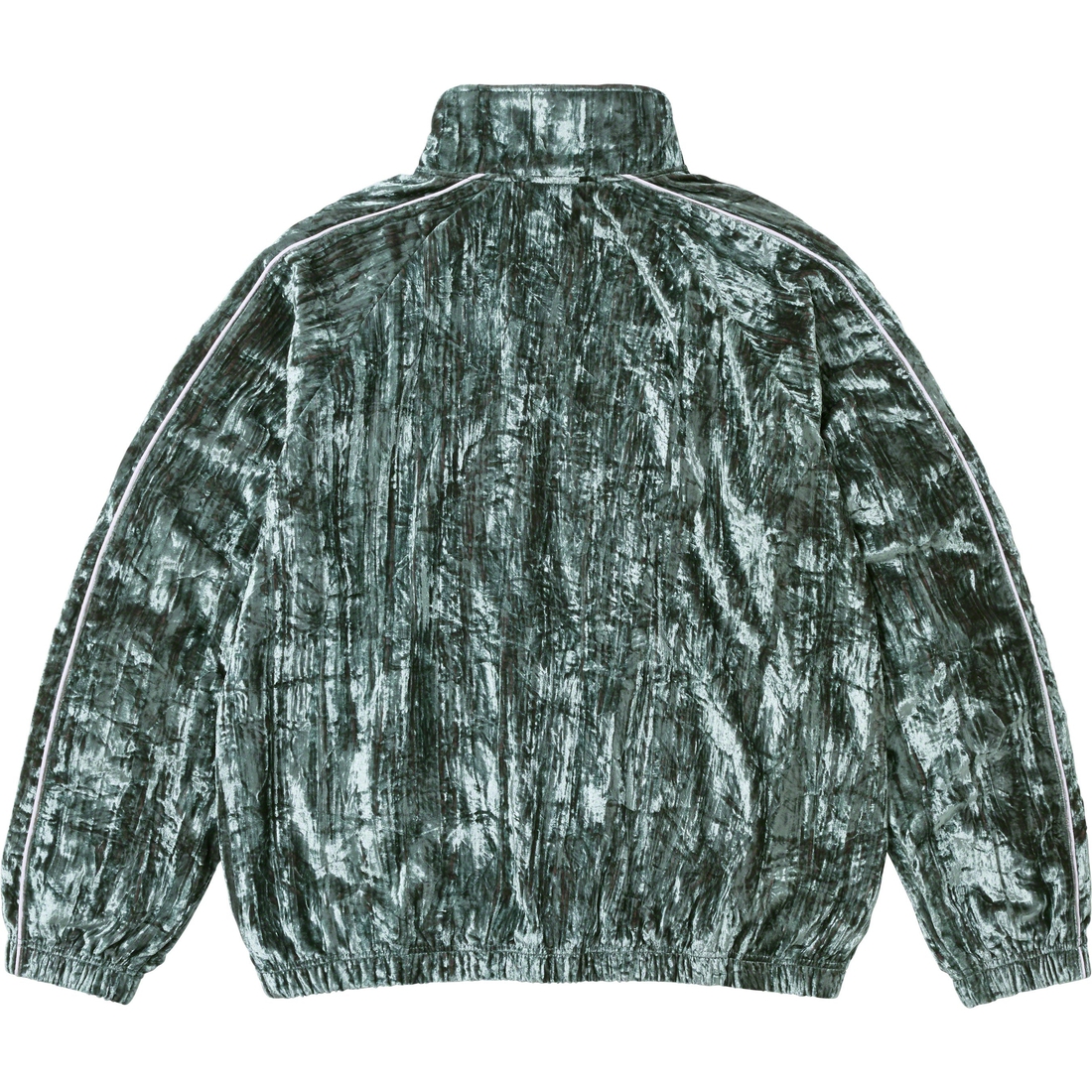 Details on Crushed Velvet Track Jacket Olive from fall winter
                                                    2023 (Price is $158)