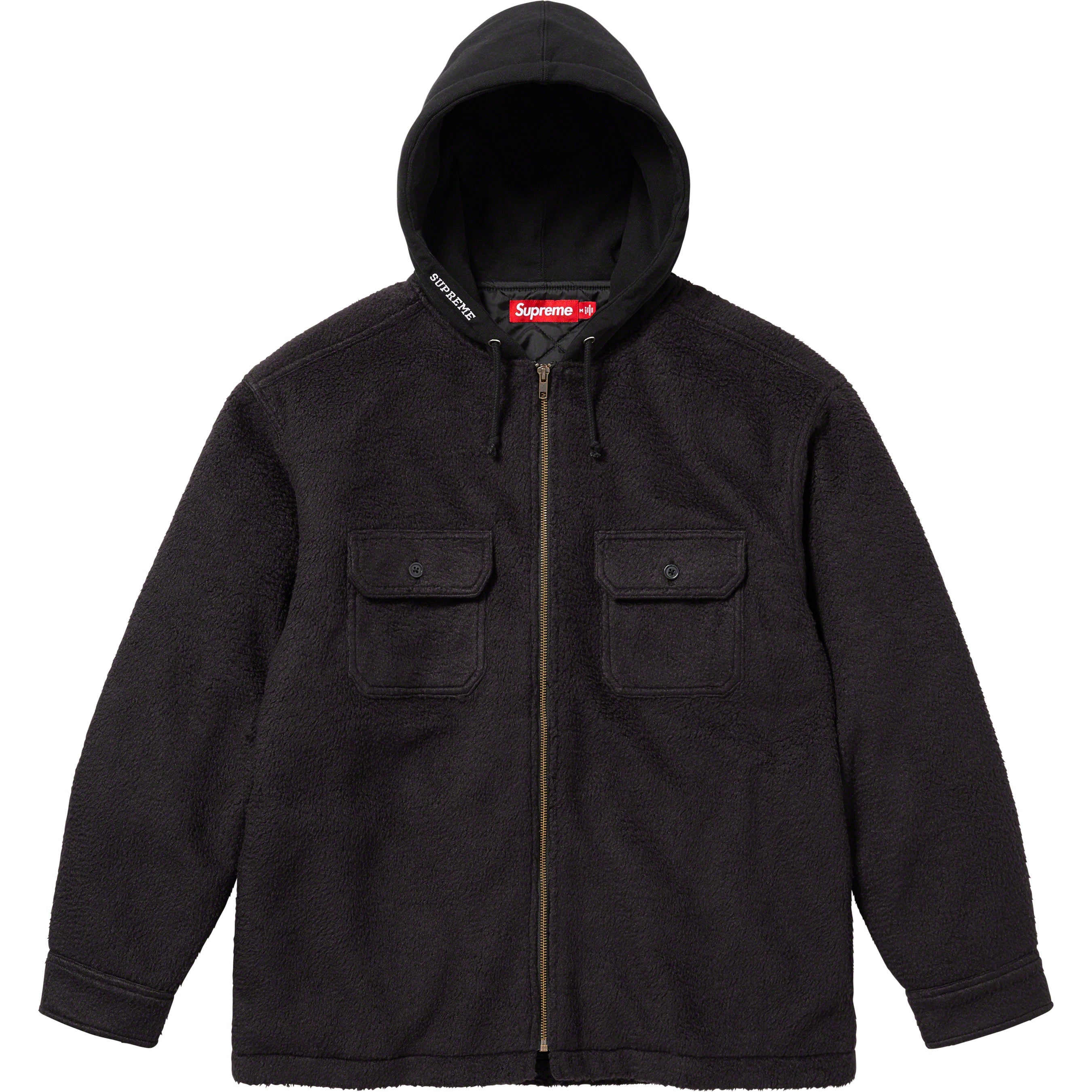 Supreme Fleece Zip Up Hooded Shirt Black