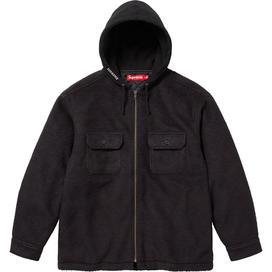 Supreme Fleece Zip Up Hooded Shirt (FW23) - Black - $158