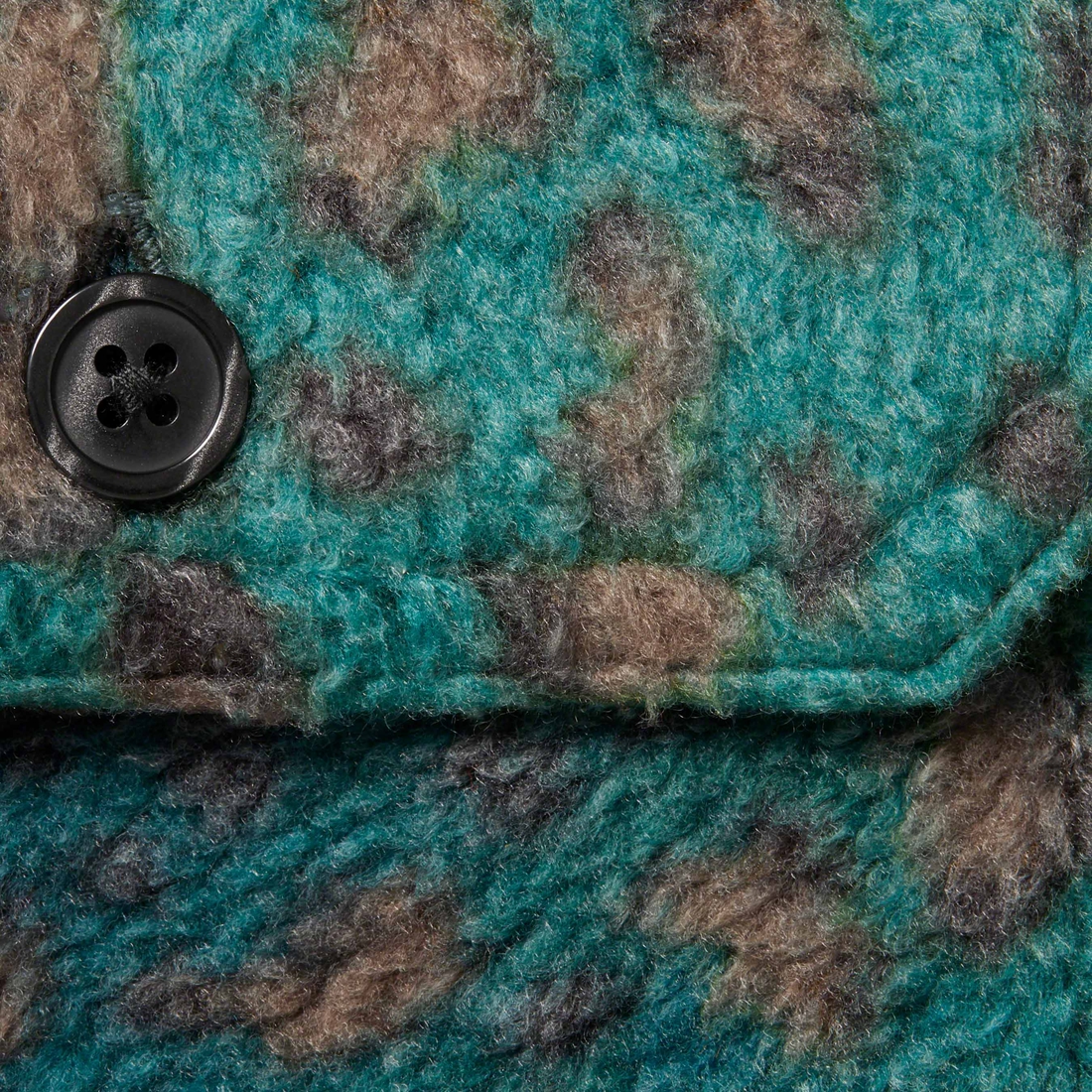 Details on Fleece Zip Up Hooded Shirt Teal Leopard from fall winter
                                                    2023 (Price is $158)