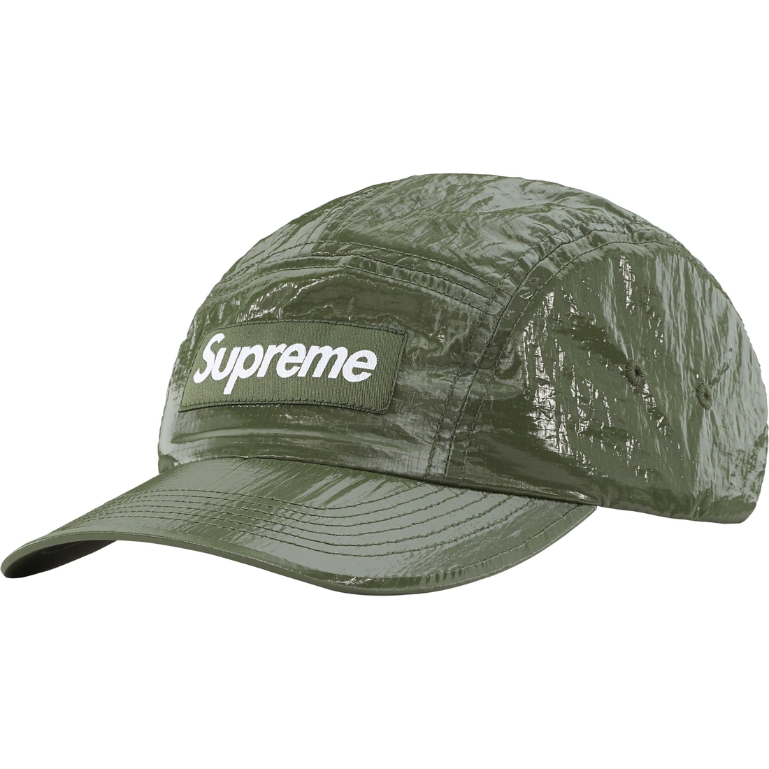 Details on Gloss Ripstop Camp Cap Olive from fall winter
                                                    2023 (Price is $54)