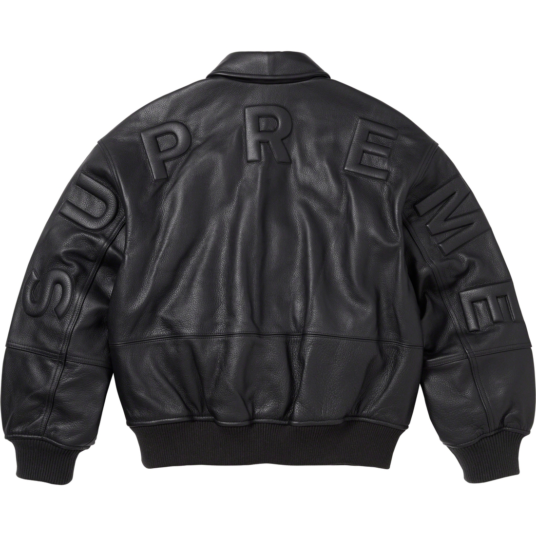 Details on GORE-TEX Infinium WINDSTOPPER Leather Varsity Jacket Black from fall winter 2023 (Price is $998)