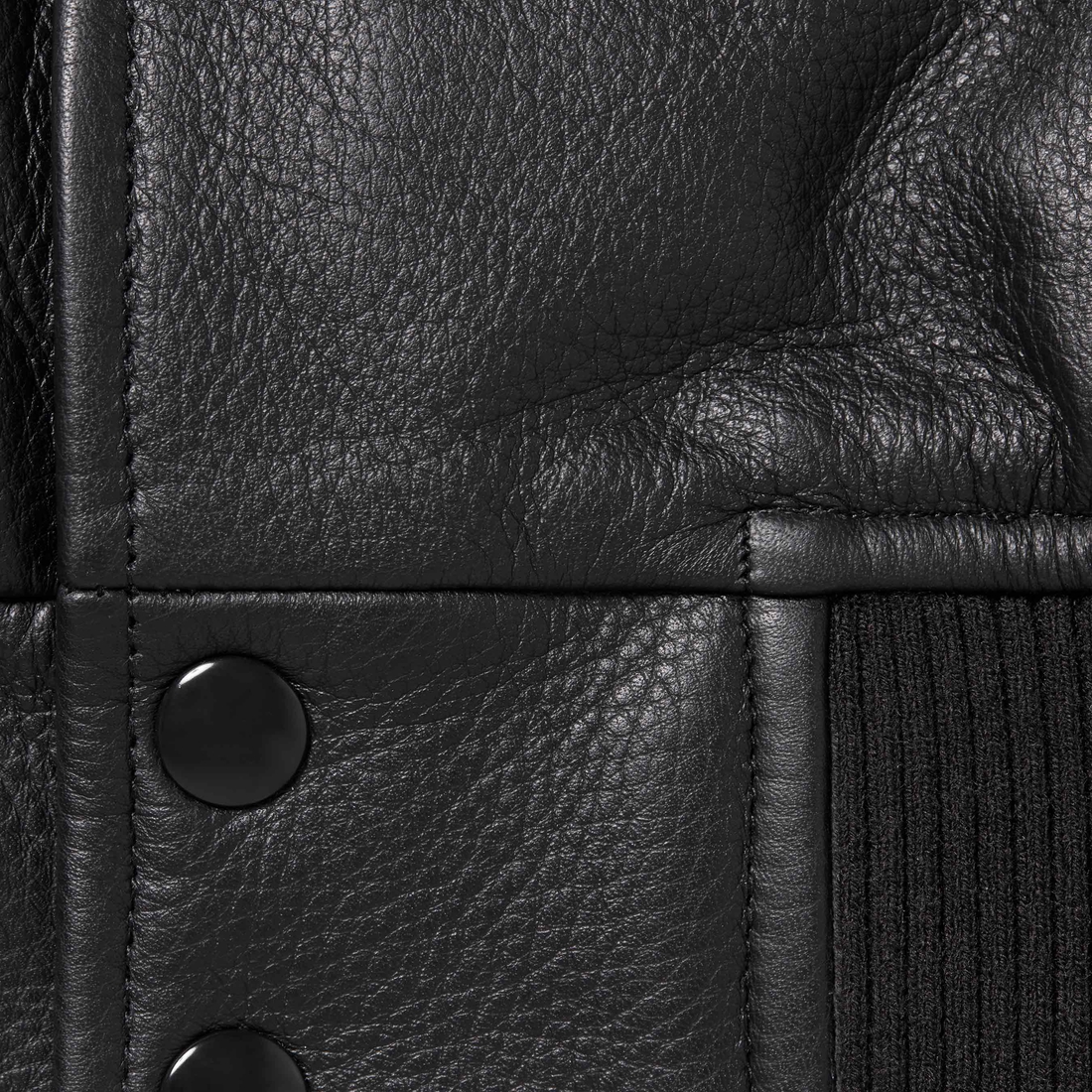 Details on GORE-TEX Infinium WINDSTOPPER Leather Varsity Jacket Black from fall winter
                                                    2023 (Price is $998)