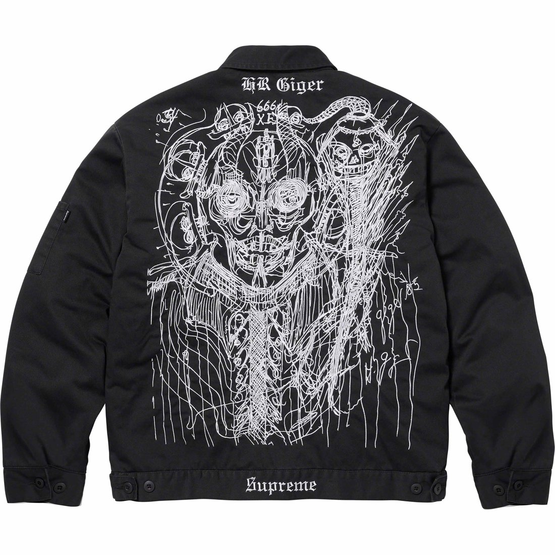 Details on H.R. Giger Embroidered Work Jacket Black from fall winter
                                                    2023 (Price is $298)